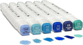 6Pcs Blue Colors Sea Ocean Sky Alcohol Markers Set, Dual Tips Art Markers Clear Blending Pen Drawing Sketched Double Tipped for Adults Kids Artists (Blue)