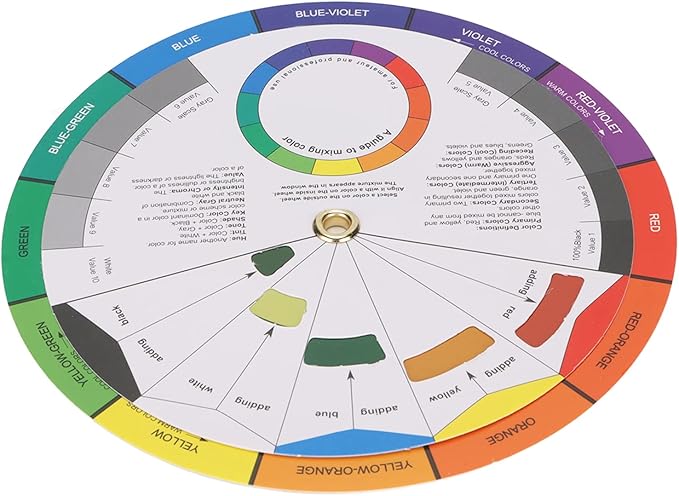 Pocket Color Wheel Chart, Double Sided Color Wheels for The Artists, 5.5 inch Color Analysis Draping Kit Showing Color Mixing Effects, Lightweight Paper Wheel for Artists (Small)