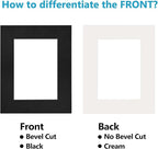 Egofine 8x10 Black Picture Mats Pack of 14, Frame Mattes for 5x7 Pictures, Acid Free, 1.2mm Thickness, with Core Bevel Cut