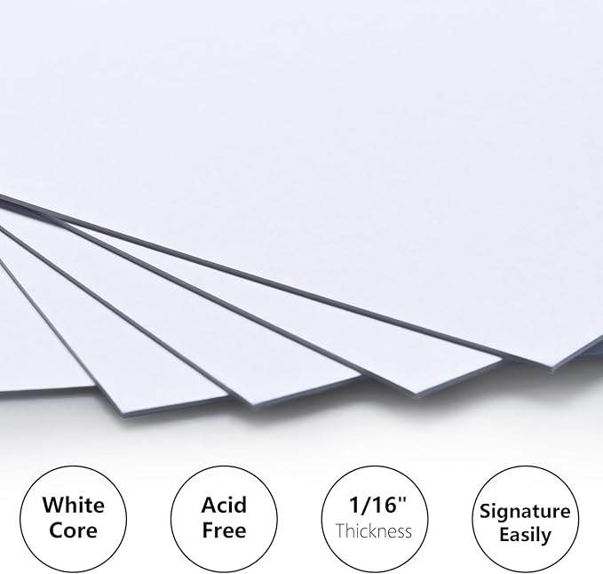 Egofine 14 Pack Mat Board, 8x10 Backing Board, Acid Free White Uncut Mat Board for Photos, Pictures, Frames, Artworks and Paints