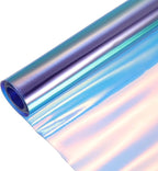 MECCANIXITY Holographic Clear PVC Vinyl Film Holographic PVC Fabric Waterproof Dichroic Film 12 x 48 Inch for Handbags Bows Earrings DIY Craft,Laser Blue