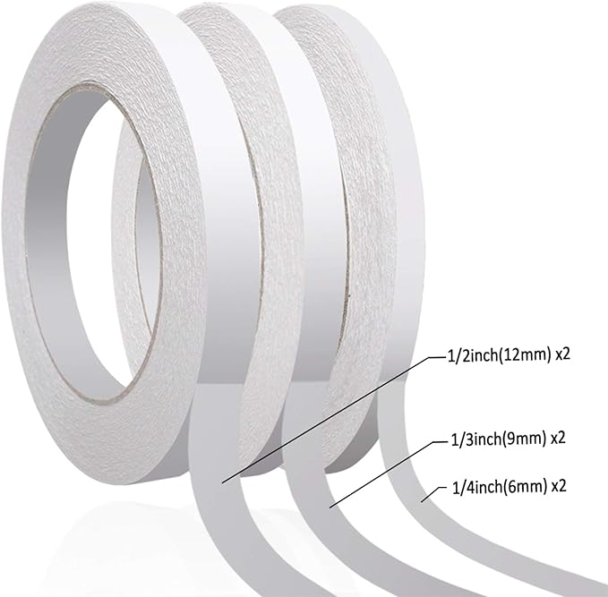 Aniann 236 Yards Double Sided Tape for Crafts, 6 Rolls Two Sided Tapes for Arts, Scrapbooking, Card Making, Gift Wrapping, DIY, Office & Home Supplies (1/4", 1/3", 1/2")