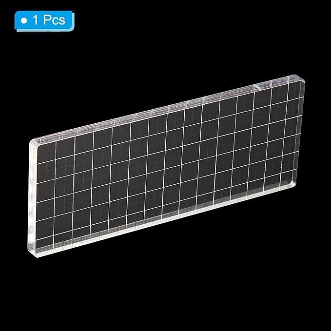 PATIKIL 6" x 3" Acrylic Stamp Block, Clear Stamping Block with Grid Lines Decorative Mounting Blocks Square for Scrapbooking DIY Crafts Card Making