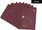 5x7 Mat for 8.5x11 Frame - Precut Mat Board Acid-Free Show Kit with Backing Board, and Clear Bags Maroon 5x7 Photo Matte Made to Fit a 8.5x11 Picture Frame Matboard for Framing, Pack of 25 Mats