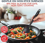 Culinary Couture 4-Piece Black Baking Spatula Set - Rubber Spatulas Silicone Heat Resistant, BPA-Free - Spatula Set for Nonstick Cookware - Silicone Baking Utensils