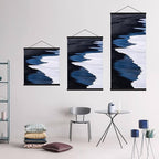 Ywlake Magnetic Poster Hanger, Poster Frame Wood Wooden Magnet Print Posters Dowel Scroll Hanger Hangers Hanging Kit for Walls Map Canvas Artwork (Black, 55"/140cm)