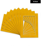 Pack of Ten Acid Free 8.5x11 Mats Bevel Cut for 7x9 Photos - Bright Yellow Precut Matboards With Backing Boards and Self Seal Photo Mat Bags For Pictures, Photos, Framing - 4-ply Thickness