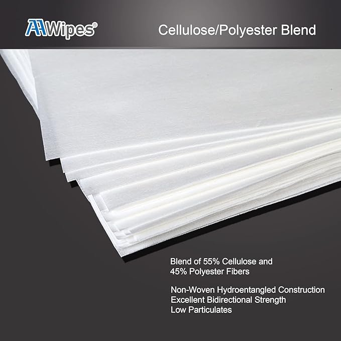 AAwipes Cleanroom Wipes 6" x 6" (Bag of 150 Pcs, Grade A, 68 GSM) Lint Free Wipes Cellulose/Polyester Wipers for Lab, Electronics, Pharmaceutics, Electronics, Printing (NW06806-150)