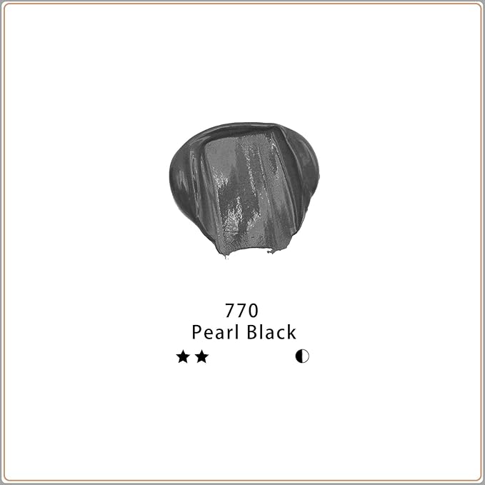 Artecho Black Acrylic Paint, Pearl Black (120ml / 4.05oz) Tubes, Art Craft Paints for Canvas, Rock, Stone, Wood, Fabric, Art Supplies