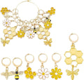 SUNNYCLUE 1 Box 12Pcs Bee Charms Knitting Stitch Markers Cute Removable Clip on Bracelets Charm Daisy Flowers Charms Lobster Claw Clasps Crochet Stitch Markers for DIY Knitting and Crocheting Sewing