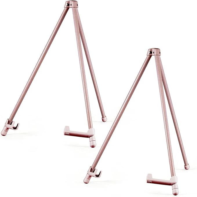 14" High Tabletop Instant Display Easel, Small Desktop Steel Easel Stand with Adjustable Holders for Paintings, Posters and Store Signs(Champagne, 2Pack)