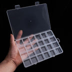 2pcs 24 Grids Clear Plastic Organizer Box Fixed Compartment Storage Container for Craft, Beads, Jewelry, Small Parts, 7.4X5.1X0.86 INCH