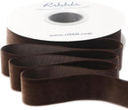 Ribbli Brown Velvet Ribbon 1 Inches Continuous10 Yard Spool Christmas Ribbon for Gift Wrapping Crafts Home Decor