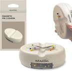 KEARING Magnetic Pin Cushion with Storage Drawer - Strong Magnet Pin Holder for Sewing - Beige Pincushion Caddy Organizer for Quilting Pins, Paper Clips, Screws - Sewing Accessories