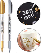MYARTOOL Metallic Marker Pens, Gold and Silver Metallic Permanent Markers for Artist Illustration, Crafts, Gift Card Making, Scrapbooking, Fabric, DIY Photo Album, Value Set of 8