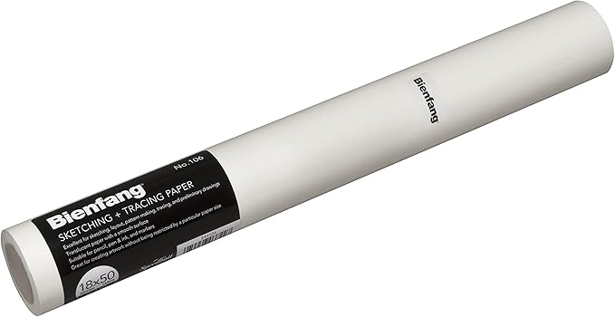 Bienfang Sketching & Tracing Paper Roll, White, 18 Inches x 50 Yards - for Drawing, Trace, Sketch, Sewing Pattern