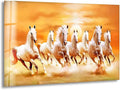 My Photostation.com 48Wx32H'' White Horses Running on Sunset Glass Wall ArtTempered Glass Printing Wall Decor Large Wall Art Wall Hangings