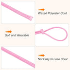 MECCANIXITY Waxed Cord 1.5mm Waxed Thread 87 Yard Wax String Leather Cord for Bracelet Making, Necklaces, Beading, Jewelry Making and DIY Crafts(Pink)