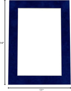 Pack of 25 Acid Free 11x14 Mats Bevel Cut for 8.5x11 Photos - Brooke Blue Suede Precut Matboards For Pictures, Photos, Framing - 4-ply Thickness