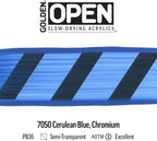 OPEN Slow-Drying Acrylics by GOLDEN, Cerulean Blue Chromium, 5 fl oz. tube, Professional Acrylic Paint, Semi-Transparent