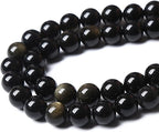 AAA Natural Gold Obsidian Gemstone Beads Energy Healing Power Stones Round Loose Beads for Jewelry Making, DIY Bracelet Necklace 8mm 46pcs