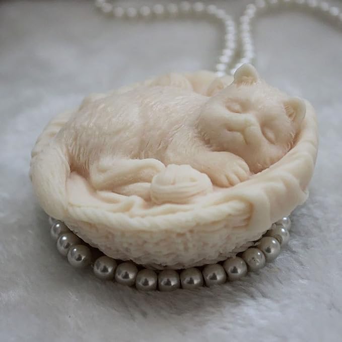 Cat in Bowl Silicone Wave Spiral Candle Mold - Silicone Resin Casting Molds for Candle & Resin & Soap Craft Supplies