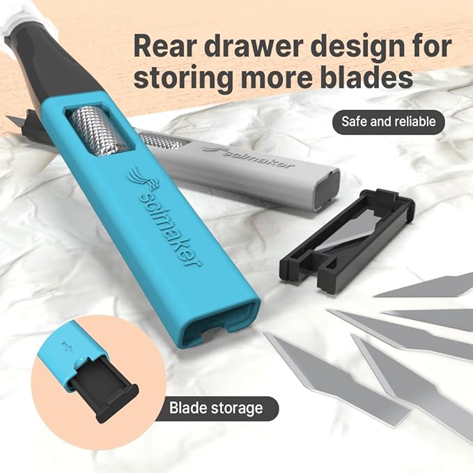 3 PCS Exacto Knife,Hidden Blade Design at The End,Comes with 5 Spare High Qualiry Carbon Steel Exacto Knife Blades. Craft Knife for Crafting, Arts,Modeling,Scrapbooking,Stencil,DIY Projects.Silver