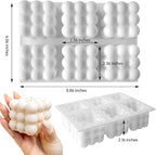 3D Bubble Candle Molds,6 Cavity Cube Candle Molds Soap Mold Candle Wax Mold,for Baking Chocolate Dessert Mousse Cake Ice Cream and Making Soap Wax