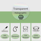 3" Round Transparent Clear Thermal Label Stickers, Holographic Clear Self-Adhesive Direct Thermal Labels, Perforation Line Design& Waterproof- 200 Sheets