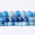 32PCS 12MM Blue Frosted Agate Stone Beads Energy Healing Beads for DIY Jewelry Bracelet Necklace Making for Jewelry Making15Inch