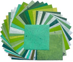 50 Sheets 6 x 6 Inches Natural Fiber Mulberry paper Sheets Square Origami Paper Arts Folding Craft, Decoration Paper, Square Folding Paper for DIY Crafts (Mixed Green Rice Straw etc.,,, 6 x 6)