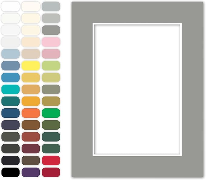 Poster Master Mid Gray Matboard – 4-Ply Acid-Free Picture Mat Board with 45° Beveled Cut, Made in USA, Custom Cut to Any Size, 1/16" Thickness for Framing & Displays