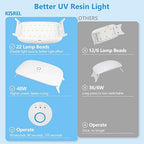 KISREL UV Resin Kit With 22 Lamp Beads Light - Larger Size and 200g Upgraded Hard Type Crystal Clear Resin for Craft Jewelry Making