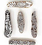 Mehndi Print Blocks Stylish Border Pattern Wooden Stamps - Handcarved Indian Textile Printing Blocks for Henna Mehndi Clay Pottery Hashcart® | Set of 5 |