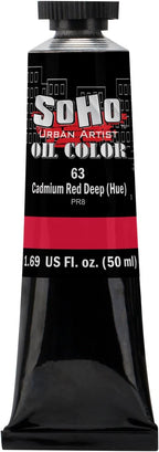 Soho Urban Artist Oil Paint - Cadmium Red Deep Hue, 50 ml Tube - Best Valued Oil Colors for Painting, Excellent Pigment Load