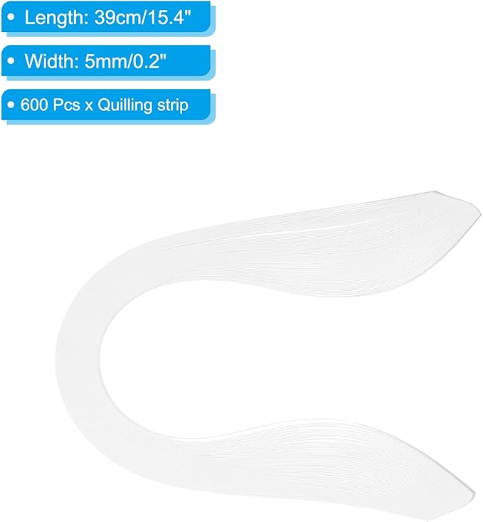 PATIKIL Quilling Strips Paper 600pcs 5mm 39cm Origami Paper Quilling Kits for Art DIY Hand Craft Christmas, White