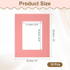 uxcell 10Pcs Picture Mats, 8 x 10 Mat Board Center for 5 x 7 Pictures Acid Free White Core Bevel Cut Frame Mattes for Display Art Measuring, Pink