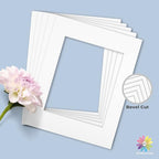 Mat Board Center, Pack of 10, 11x14 for 8x10 Off White Color Mats - Bevel Cut, Acid Free, 4-ply Thickness, White Core - for Pictures, Photos, Framing