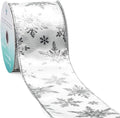 CT CRAFT LLC Satin with Silver Snowflake Wired Ribbon 2.5 Inch x 10 Yards for Christmas Home Decor Tree Topper Bow Gift Wrapping DIY Crafts Wreath Garland