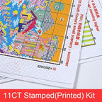 Maydiyer 11CT Stamped Cross Stitch Kits Pre-Printed Embroidery Kit, DMC Threads Needlework Sets-Cactuses 16.9×17.7 inch