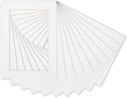 Pack of Ten 8x10 Mats Bevel Cut for 5x8 Photos - Acid Free White Precut Matboards for Pictures, Photos, Framing - 4-ply Thickness