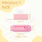 PATIKIL 4 Pack Erasers, Sliding Retractable Eraser Push Pull Cute Pencil Erasers Soft Large Easy to Clean with Plastic Sleeve for Sketching Drawing Artists Teacher Pencils, Pink