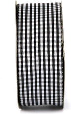 1.5 Inch Black and White Woven Edge Gingham Ribbon 25 Yards Each Roll 100% Polyester (1-1/2", Black)