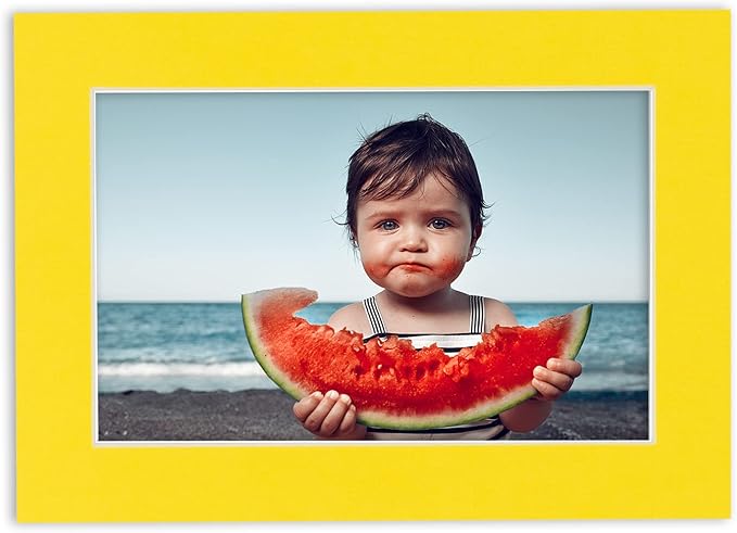 5x7 Mat for 8.5x11 Frame - Precut Mat Board Acid-Free Yellow 5x7 Photo Matte Made to Fit a 8.5x11 Picture Frame, Premium Matboard for Family Photos, Show Kits, Art, Picture Framing, Pack of 10 Mats