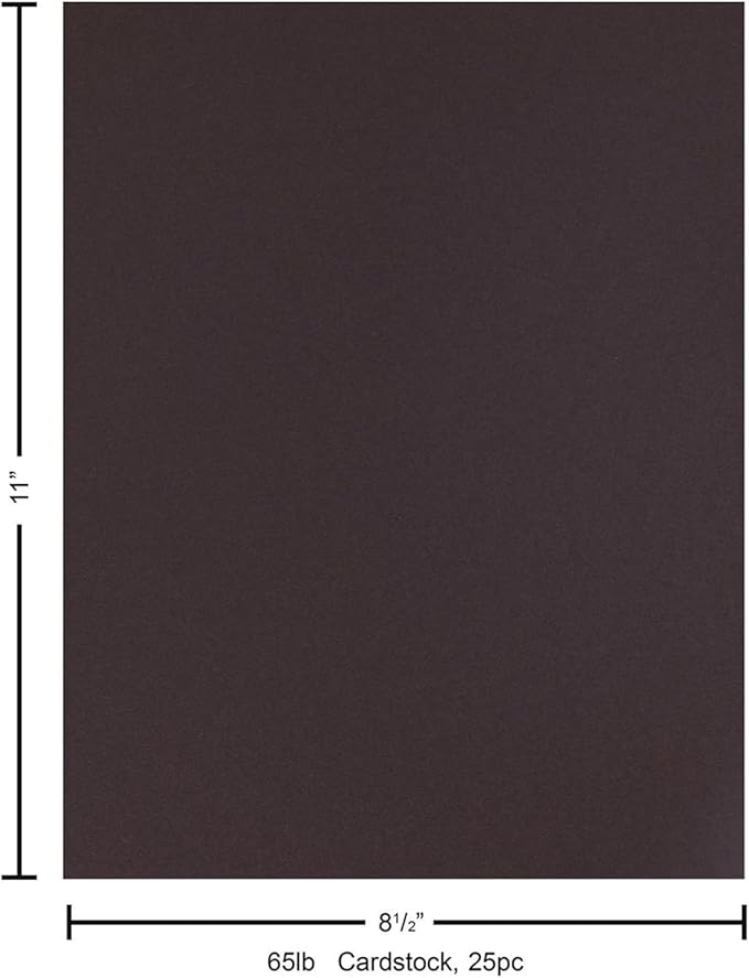 PA Paper Accents Stash Builder Cardstock 8.5" x 11" Chocolate Brown, 65lb colored cardstock paper for card making, scrapbooking, printing, quilling and crafts, 25 piece pack