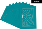 11x14 Mat for 8.5x11 Photo - Precut Teal Blue Picture Matboard for Frames 11 x 14 Inches - Bevel Cut Matte to Display Art 8.5 x 11 Inches - Acid Free Pack of 10 MATS with Backing Boards & Clear Bags