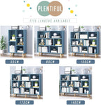 IOTXY Wooden Open Shelf Bookcase - 3-Tier Floor Standing Display Cabinet Rack with Legs, 5 Cubes Bookshelf, Bright Blue