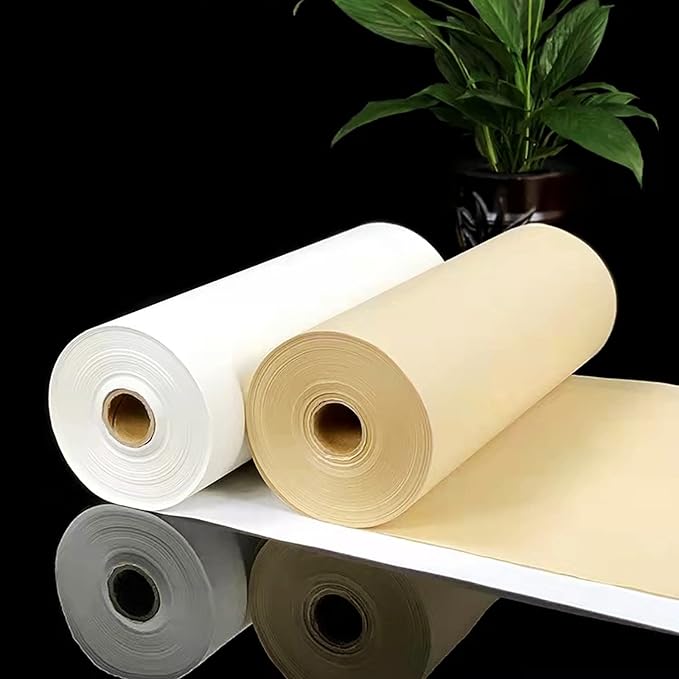 MEGREZ Roll Pack Xuan Paper Thicken Calligraphy Xuan Paper Sumi Paper for Practice Chinese Japanese, 35cm x 50m(13.8in x 164ft), Half Raw Ripe Xuan Paper, White