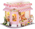 TuKIIE DIY Miniature House Kit with Furniture, 1:24 Scale Creative Room Mini Wooden Dollhouse Book Nook Plus Dust Proof & Music Movement for Kids Teens Adults(Flower Shop)