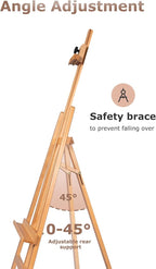 DJAR A Frame Wooden Art Easel for Painting, 57’’-76’’ Adjustable Height, Hold Canvas up to 43’’, Floor Easel Stand for Adults, Beginner